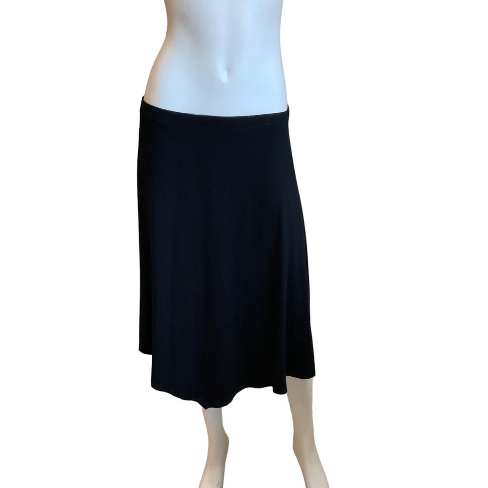 Eileen Fisher Black Viscose Jersey Pull On Elastic Waist Skirt Pointed sz S NWT